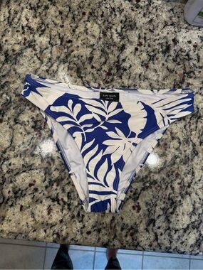 kate spade White and Blue Tropical Print Swim Bottom